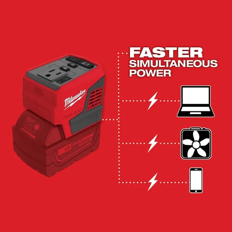 Milwaukee 2846-20 M18 18V 175W TOP-Off Li-Ion Compact Inverter Power Supply