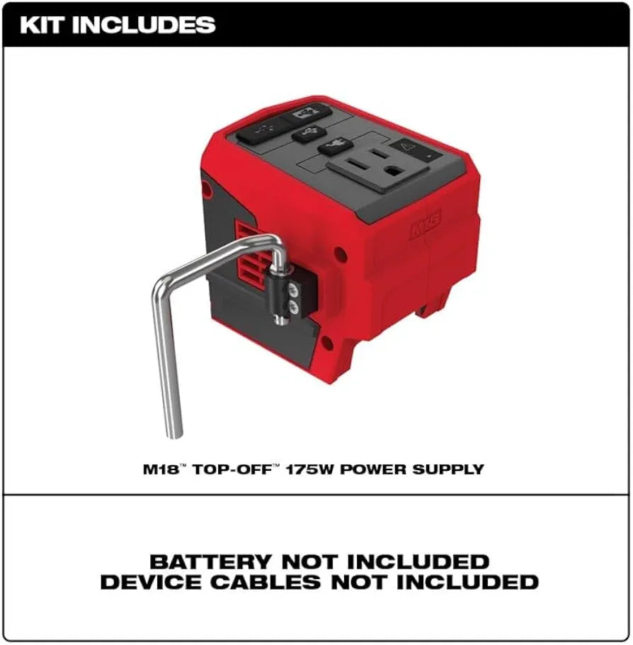 Milwaukee 2846-20 M18 18V 175W TOP-Off Li-Ion Compact Inverter Power Supply