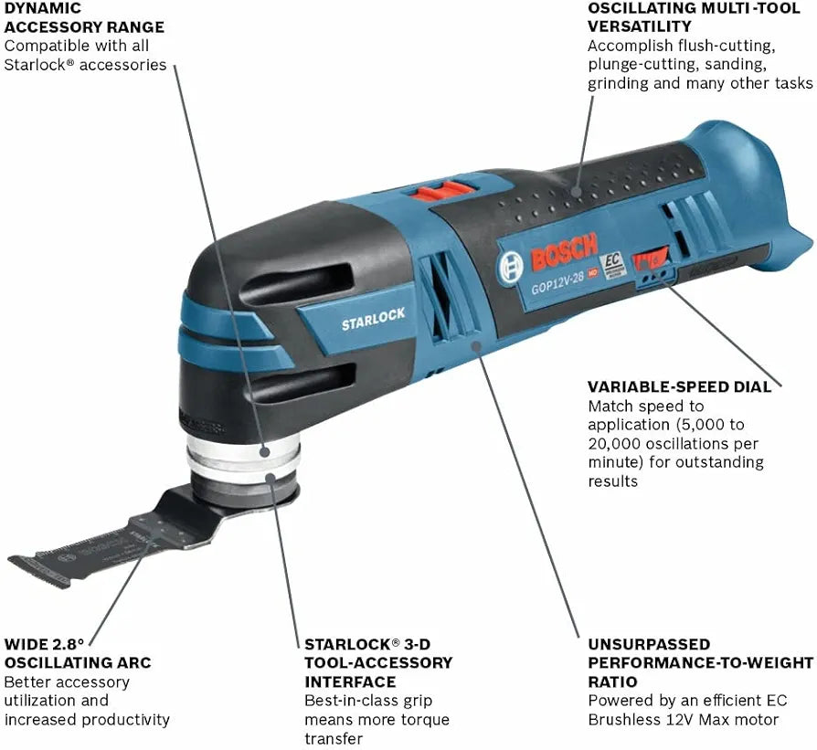 BOSCH GXL12V-270B22 12V Max 2-Tool Combo Kit with Chameleon Drill/Driver Featuring 5-In-1 Flexiclick® System and Starlock® Oscillating Multi-Tool