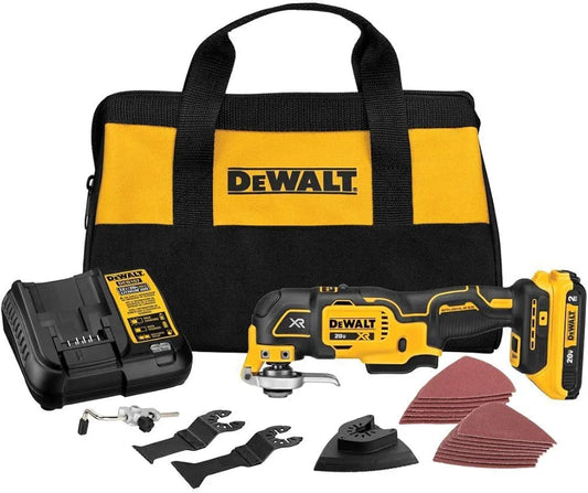 DEWALT 20V Oscillating Tool, Cordless, Wood Blades, Sandpaper, Tool Bag, Battery and Charger Included 