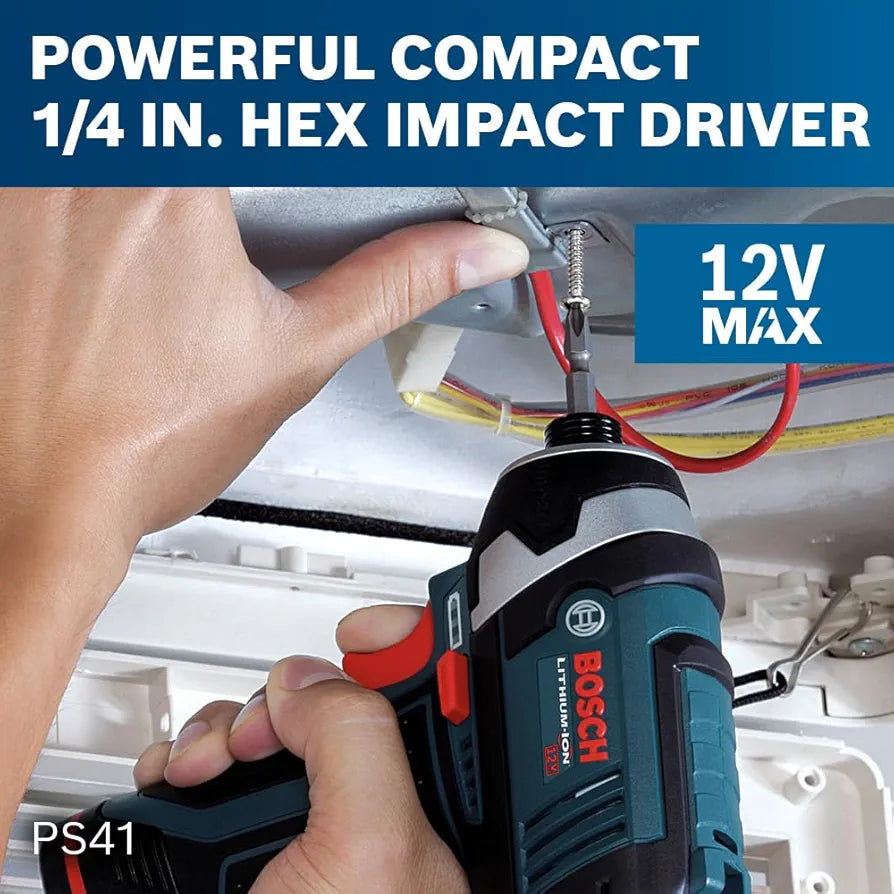 BOSCH CLPK22-120 12V Max Cordless 2-Tool Combo Kit with 3/8 In. Drill/Driver, 1/4 In. Impact Driver,  2 Ah Batteries, Charger and Case