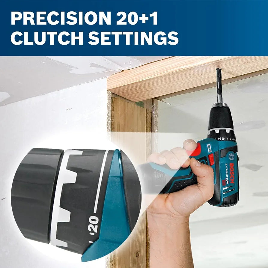 BOSCH CLPK22-120 12V Max Cordless 2-Tool Combo Kit with 3/8 In. Drill/Driver, 1/4 In. Impact Driver,  2 Ah Batteries, Charger and Case