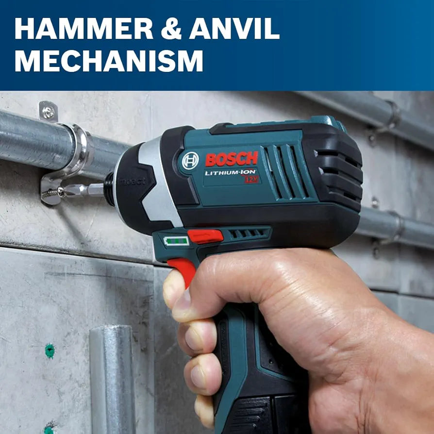 BOSCH CLPK22-120 12V Max Cordless 2-Tool Combo Kit with 3/8 In. Drill/Driver, 1/4 In. Impact Driver,  2 Ah Batteries, Charger and Case