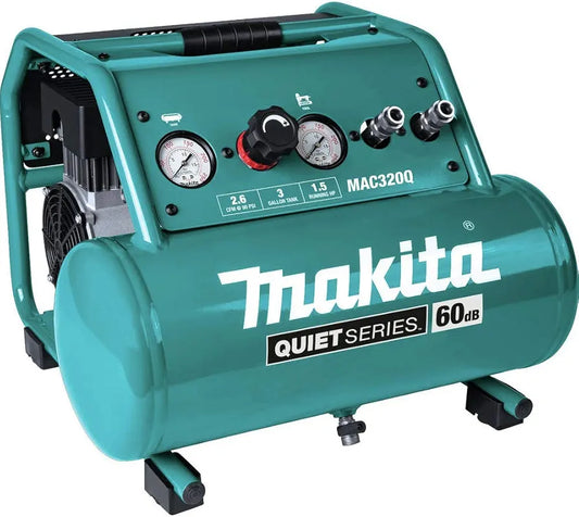 Makita MAC320Q Quiet Series 1-1/2 HP, 3 Gallon, Oil-Free, Electric Air Compressor