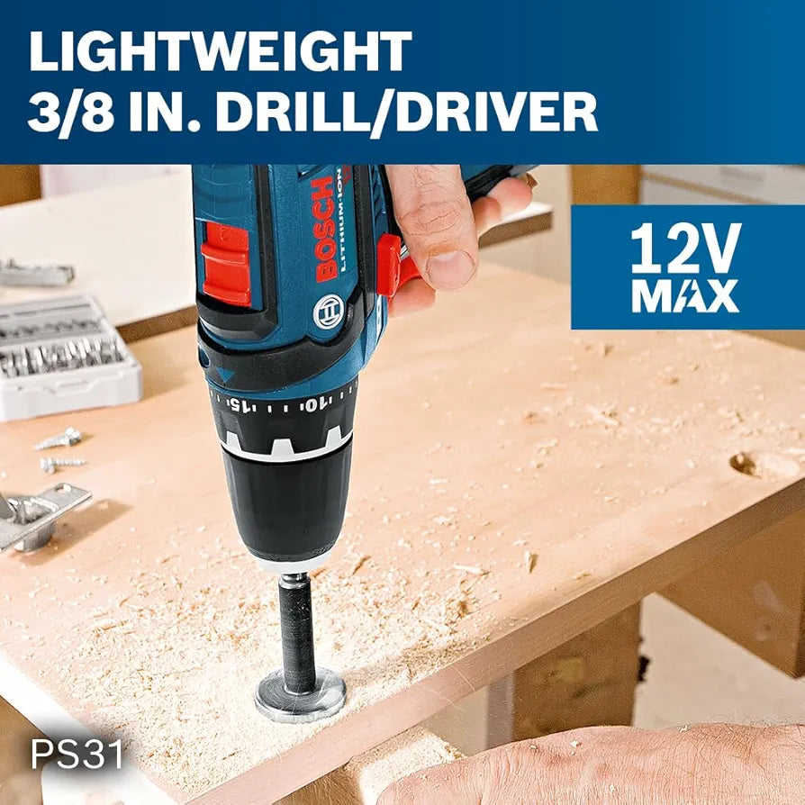 BOSCH CLPK22-120 12V Max Cordless 2-Tool Combo Kit with 3/8 In. Drill/Driver, 1/4 In. Impact Driver,  2 Ah Batteries, Charger and Case