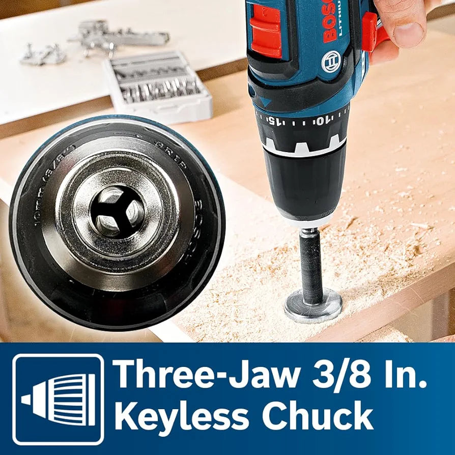 BOSCH CLPK22-120 12V Max Cordless 2-Tool Combo Kit with 3/8 In. Drill/Driver, 1/4 In. Impact Driver,  2 Ah Batteries, Charger and Case